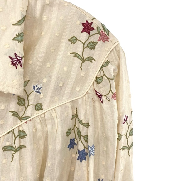 Wonderly Western Boho Floral Print Button Down Top New Cream Size Large - Picture 8 of 11